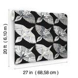 Feather Flight Black Peel & Stick Wallpaper with Animal Bird Motif, Matte Non-Woven  York PSW1351RL
