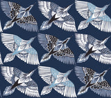 Feather Flight Blue Peel & Stick Wallpaper with Birds Pattern, Matte Non-Woven - York PSW1352RL