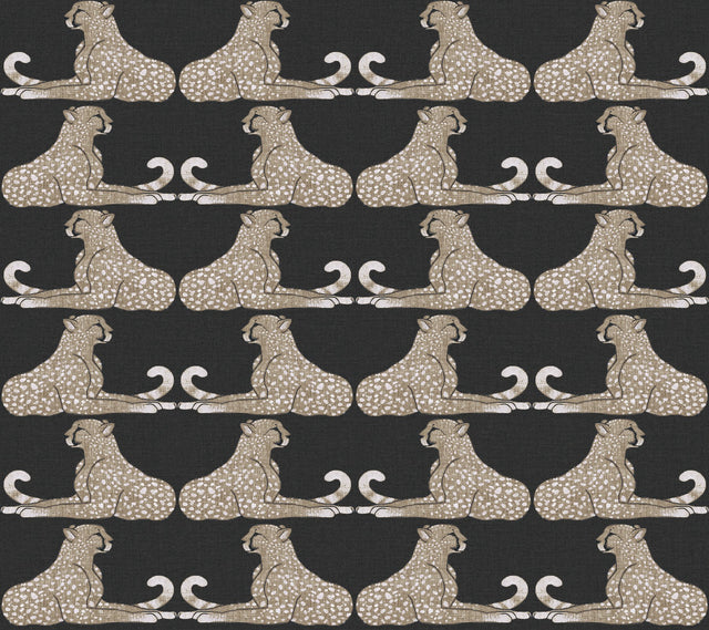 Reclining Cheetahs Black Peel & Stick Wallpaper with Animal Motif - York PSW1355RL