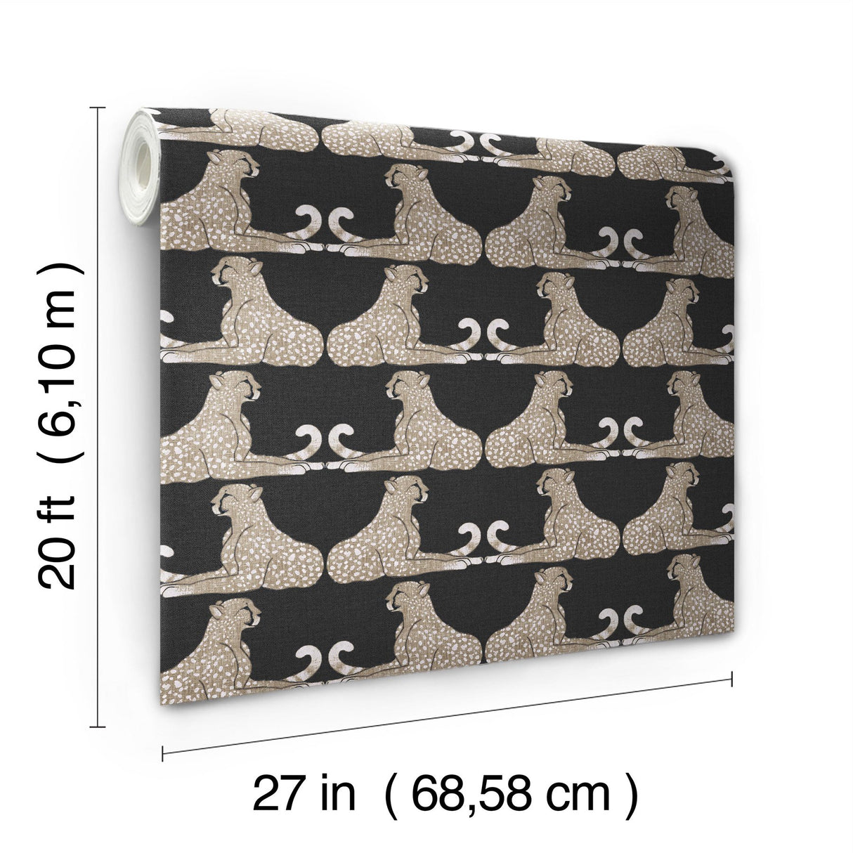 Reclining Cheetahs Black Peel & Stick Wallpaper with Animal Motif - York PSW1355RL