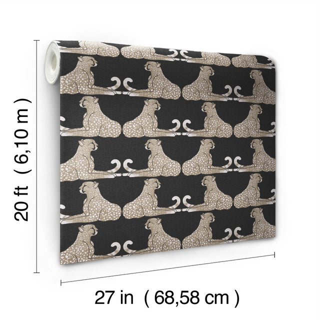 Reclining Cheetahs Black Peel & Stick Wallpaper with Animal Motif - York PSW1355RL
