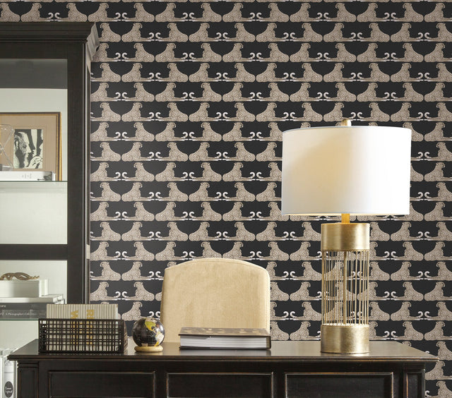 Reclining Cheetahs Black Peel & Stick Wallpaper with Animal Motif - York PSW1355RL