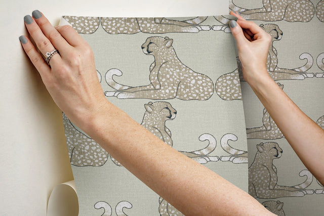 Reclining Cheetahs Taupe Peel & Stick Wallpaper