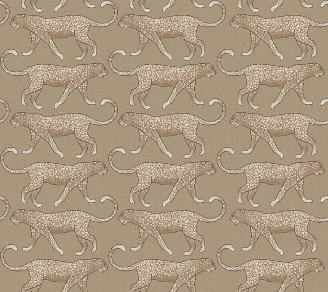 Big Cat Walk Brown Peel & Stick Wallpaper with Animal Leopard Motif - York PSW1358RL