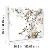 Wild Flowers Neutral Peel and Stick Non Woven Botanical Wallpaper by York Wallcoverings Vintage Florals Collection - PSW1365RL
