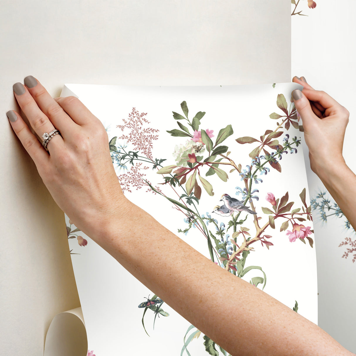 Wild Flowers Rose by York Wallcoverings Peel & Stick Wallpaper – York Wallcoverings PSW1366RL
