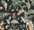 Fiji Garden Black Peel & Stick Wallpaper being applied; tropical leaves on black.