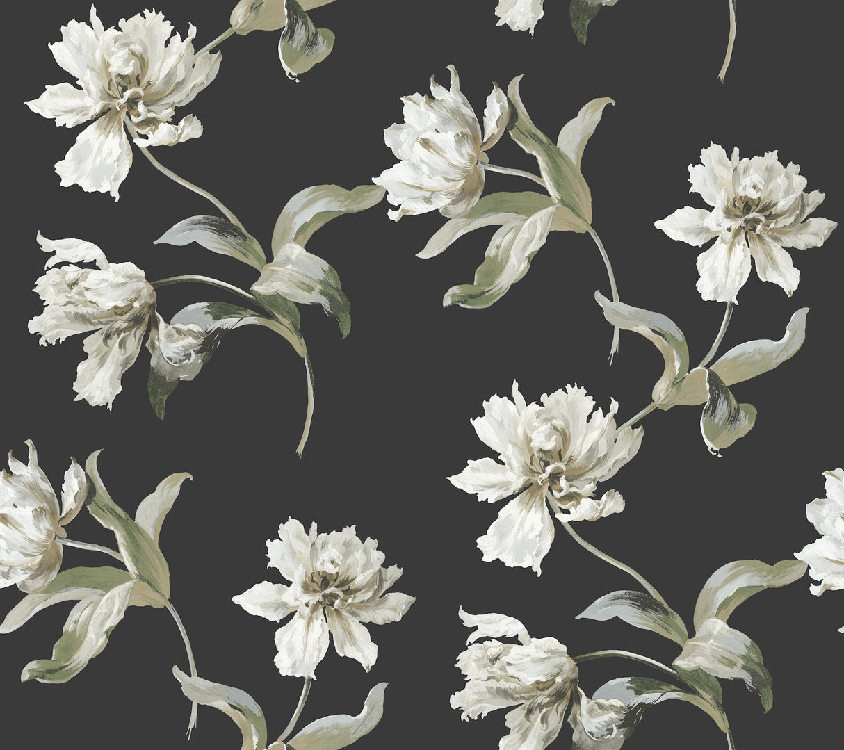 Large Parrot Tulip Black Peel & Stick Wallpaper – York Wallcoverings PSW1372RL