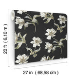 Large Parrot Tulip Black by York Wallcoverings Peel & Stick Wallpaper- York Wallcoverings PSW1372RL
