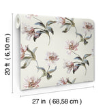 Large Parrot Tulip Neutral Botanical Floral Non Woven Peel and Stick Wallpaper by York Wallcoverings Vintage Florals Collection - PSW1373RL