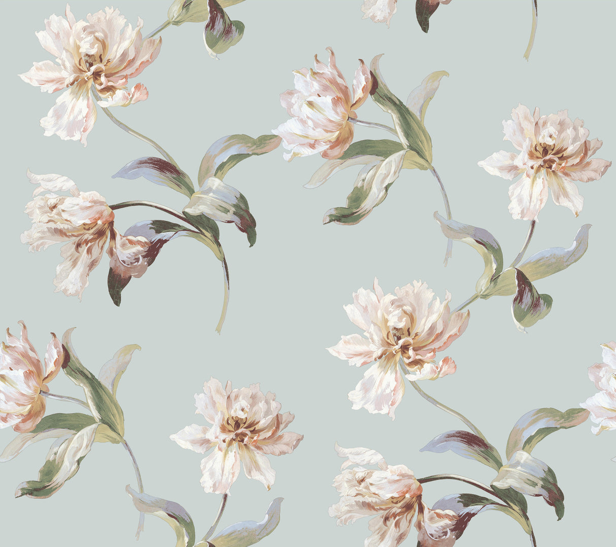 York Wallcoverings Large Parrot Tulip White peel and stick wallpaper roll, 27 in x 20 ft