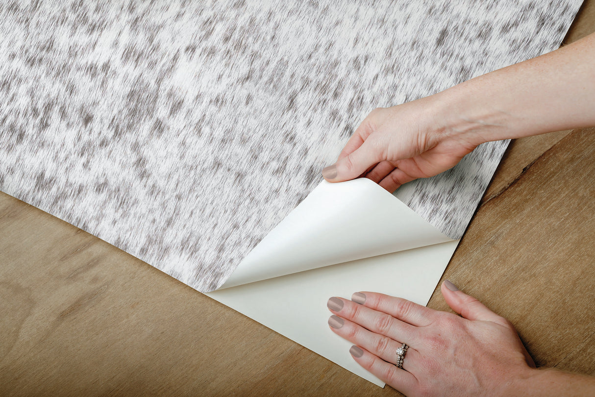 Fleabitten Soft Grey Peel & Stick Wallpaper with Speckled Equine Coat Motif - York PSW1378RL
