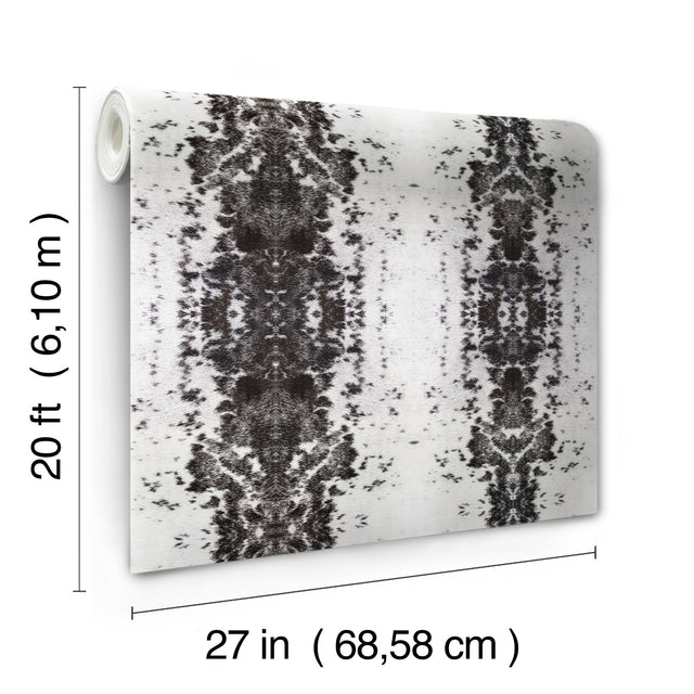 Marbled Appaloosa Black Peel & Stick Wallpaper with Equestrian Spotted Motif - York PSW1380RL
