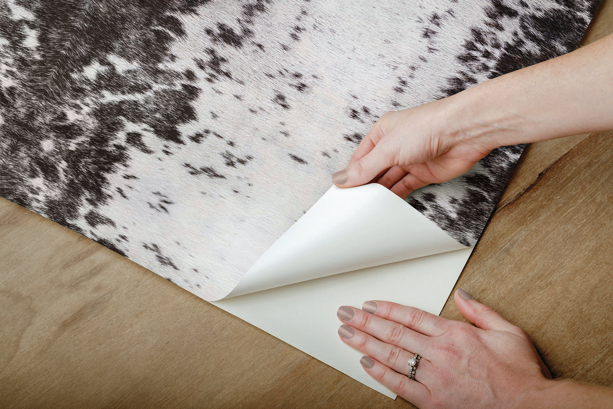 Marbled Appaloosa Black Peel & Stick Wallpaper with Equestrian Spotted Motif - York PSW1380RL