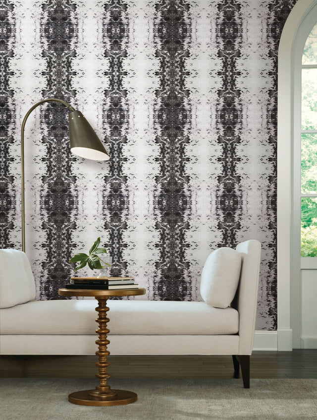 Marbled Appaloosa Black Peel & Stick Wallpaper with Equestrian Spotted Motif - York PSW1380RL