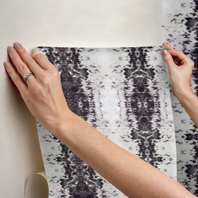 Marbled Appaloosa Black Peel & Stick Wallpaper with Equestrian Spotted Motif - York PSW1380RL