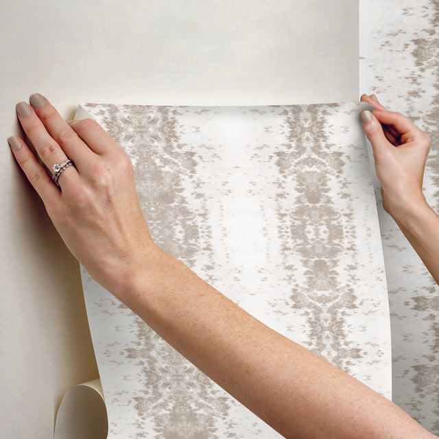 Marbled Appaloosa Beige Peel & Stick Wallpaper with Equine-Inspired Abstract Motif - York PSW1381RL