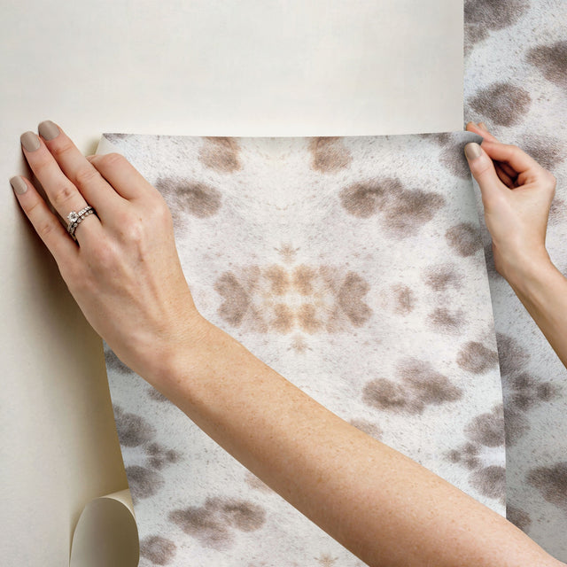 Leopard Appaloosa Off White Peel & Stick Wallpaper with Animal Motif - York PSW1386RL