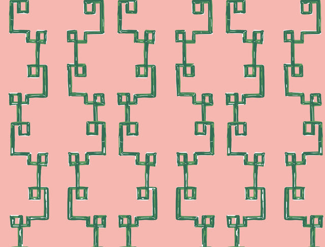 Bamboozled Bahama Pink Peel & Stick Wallpaper with Geometric Trellis Pattern - York PSW1387RL