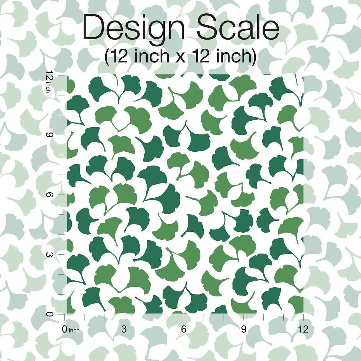 Forest Glade Forest Green Peel & Stick Wallpaper with Botanical Ginkgo Leaf Pattern - York PSW1389RL