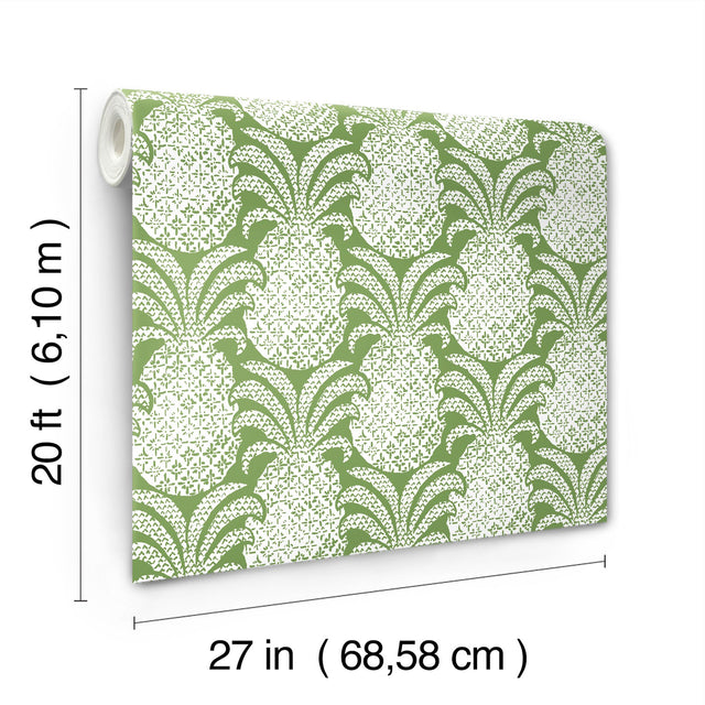 Colony Club Palm Green Peel & Stick Wallpaper with Pineapple Botanical Motif - York PSW1392RL
