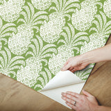 Colony Club Palm Green Peel & Stick Wallpaper with Pineapple Botanical Motif - York PSW1392RL