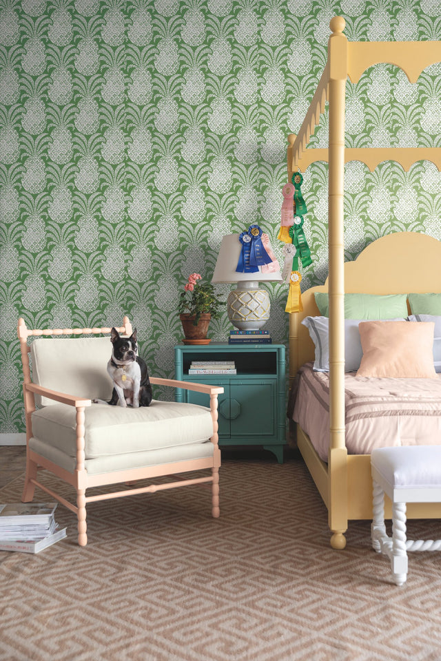 Colony Club Palm Green Peel & Stick Wallpaper with Pineapple Botanical Motif - York PSW1392RL