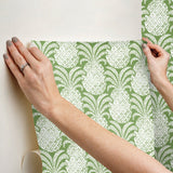 Colony Club Palm Green Peel & Stick Wallpaper with Pineapple Botanical Motif - York PSW1392RL