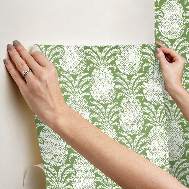 Colony Club Palm Green Peel & Stick Wallpaper with Pineapple Botanical Motif - York PSW1392RL