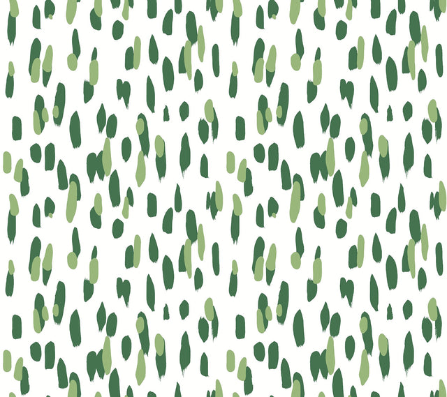 Club House Palm Green Peel & Stick Wallpaper with Painterly Geometric Dots - York PSW1393RL