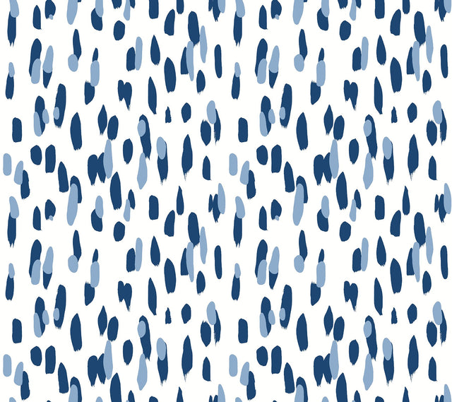 Club House Navy Blue Peel & Stick Wallpaper with Painterly Dot Geometric - York PSW1394RL
