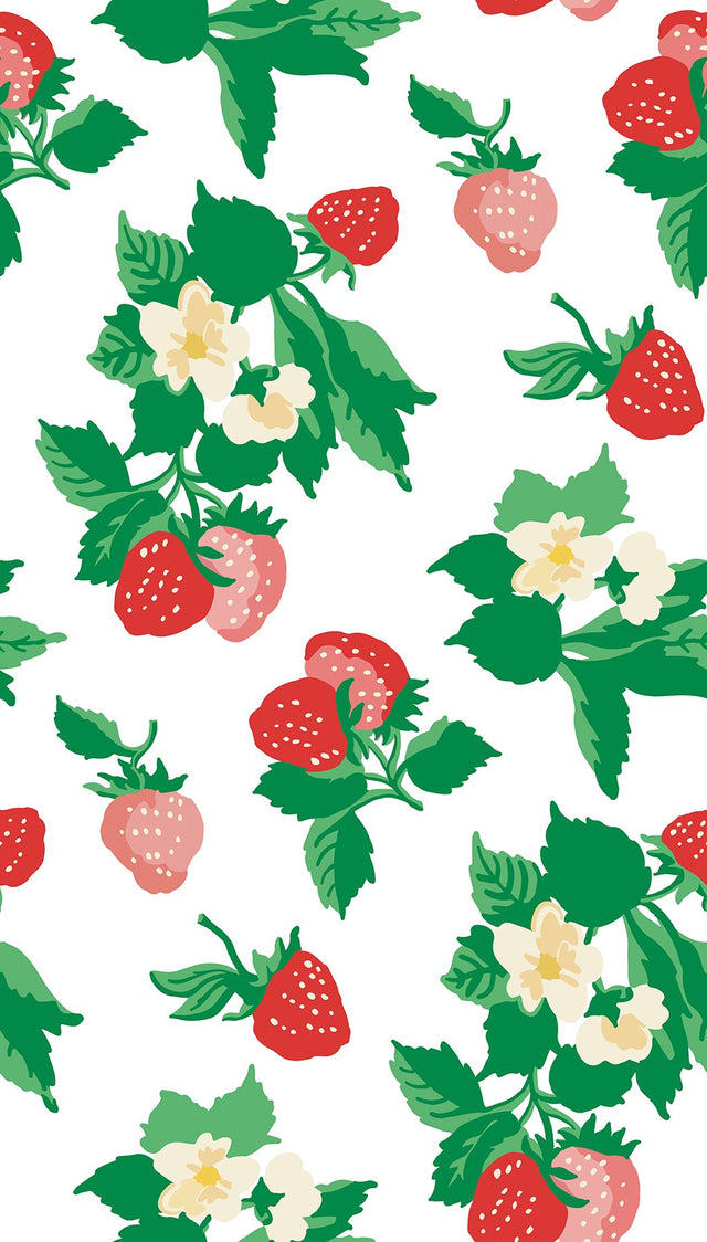 Berry Nice Berry Pink Peel & Stick Wallpaper with Botanical Strawberry Motif - York PSW1395RL