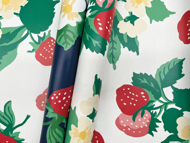 Berry Nice Berry Pink Peel & Stick Wallpaper with Botanical Strawberry Motif - York PSW1395RL