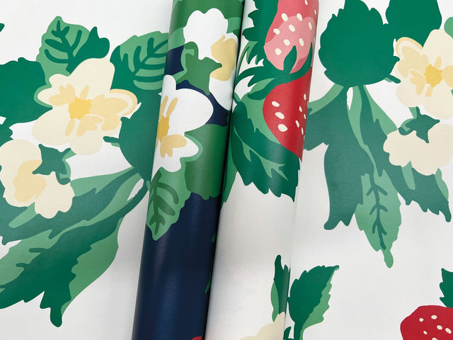 Berry Nice Berry Pink Peel & Stick Wallpaper with Botanical Strawberry Motif - York PSW1395RL