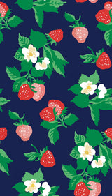 Berry Nice Navy Blue Peel & Stick Wallpaper with Strawberry Botanical Motif - York PSW1396RL