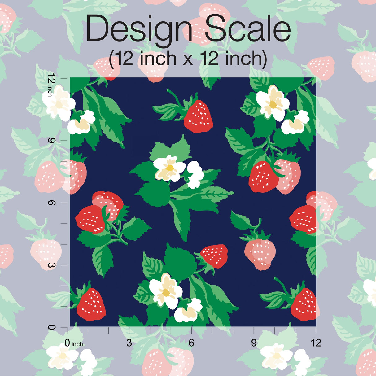 Berry Nice Navy Blue Peel & Stick Wallpaper with Strawberry Botanical Motif - York PSW1396RL