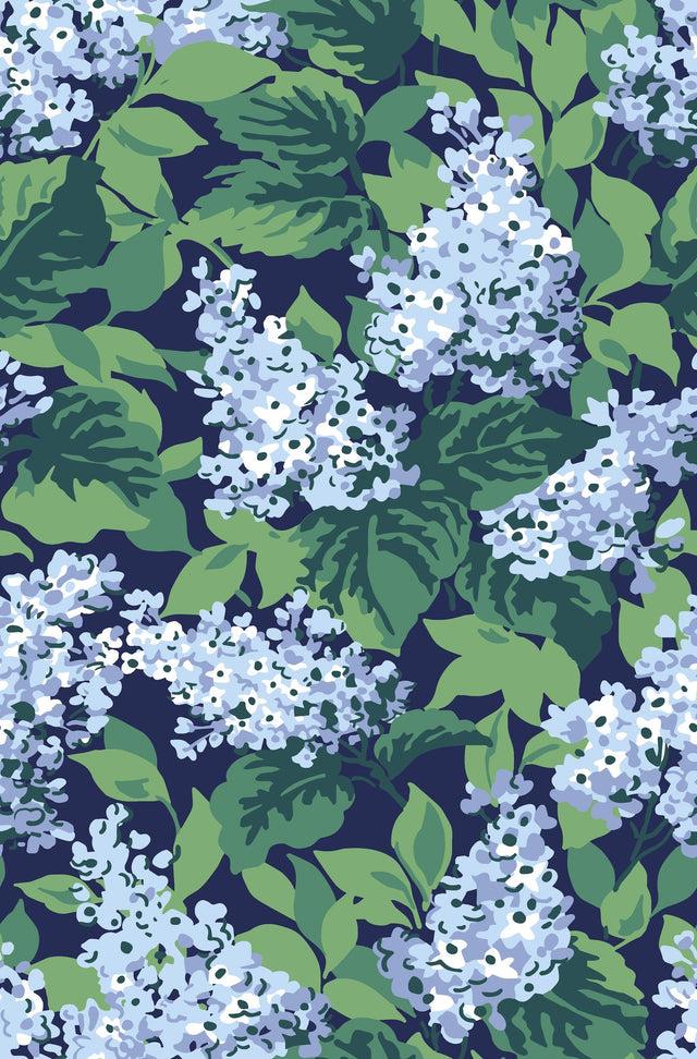 Bar Harbor Sky Blue Peel & Stick Wallpaper with Floral Lilac Pattern - York PSW1398RL