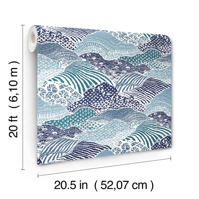 Shangri-La Navy Blue Peel & Stick Wallpaper