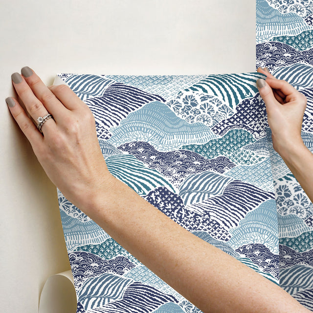 Shangri-La Navy Blue Peel & Stick Wallpaper