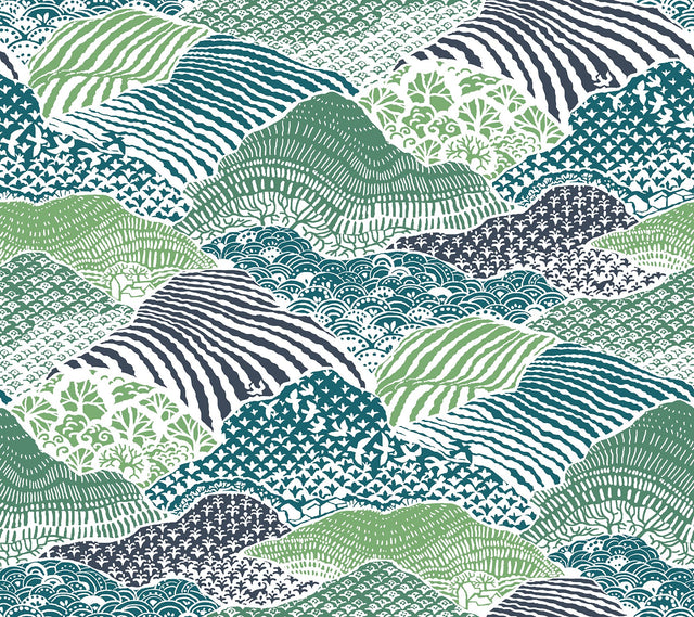Shangri-La Palm Green Peel & Stick Wallpaper with Botanical Scenic Motif - York PSW1405RL