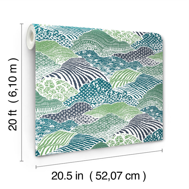 Shangri-La Palm Green Peel & Stick Wallpaper with Botanical Scenic Motif - York PSW1405RL