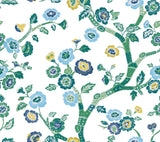 Temple Garden Barbados Green Peel & Stick Wallpaper with Botanical Floral Pattern - York PSW1406RL