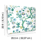 Temple Garden Barbados Green Peel & Stick Wallpaper with Botanical Floral Pattern - York PSW1406RL