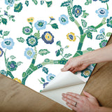 Temple Garden Barbados Green Peel & Stick Wallpaper with Botanical Floral Pattern - York PSW1406RL