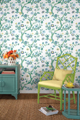 Temple Garden Barbados Green Peel & Stick Wallpaper with Botanical Floral Pattern - York PSW1406RL