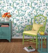 Temple Garden Barbados Green Peel & Stick Wallpaper with Botanical Floral Pattern - York PSW1406RL