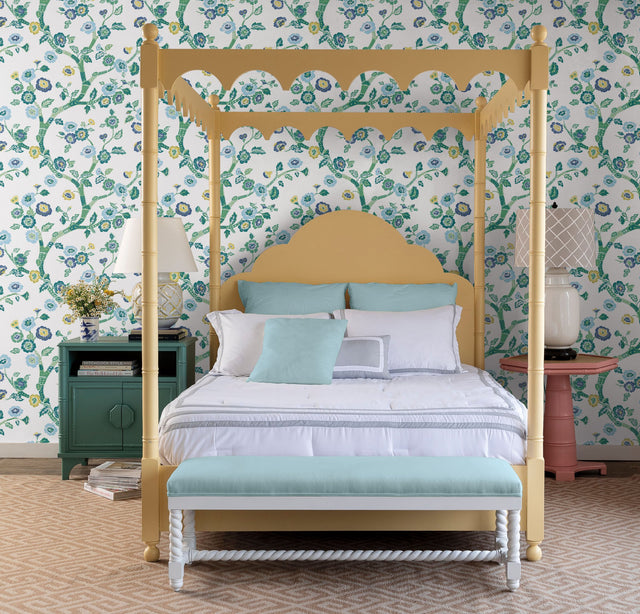 Temple Garden Barbados Green Peel & Stick Wallpaper with Botanical Floral Pattern - York PSW1406RL