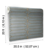 Pavilion Charcoal Peel & Stick Wallpaper with Geometric Metallic Motif - York PSW1410RL