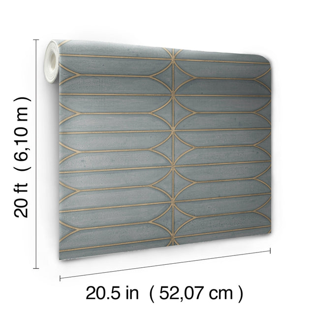 Pavilion Charcoal Peel & Stick Wallpaper with Geometric Metallic Motif - York PSW1410RL