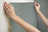 Pavilion Charcoal Peel & Stick Wallpaper with Geometric Metallic Motif - York PSW1410RL